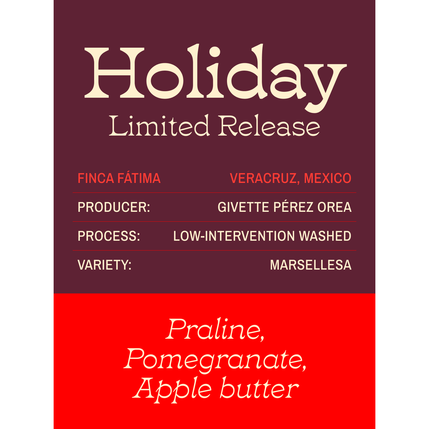 Holiday Limited Release Givette Pérez Orea Washed